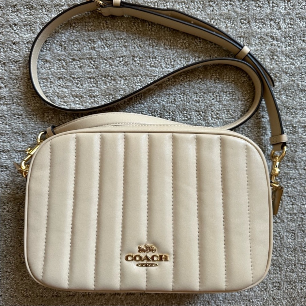 Coach Jes Leather Cream Tan Puffy Leather Purse Cross… Gem